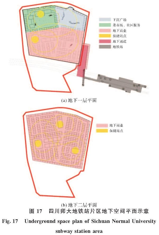 图17 四川师大地铁站片区地下空间平面示意<br/>Fig.17 Underground space plan of Sichuan Normal University subway station area