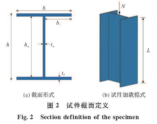 图2 试件截面定义<br/>Fig.2 Section definition of the specimen